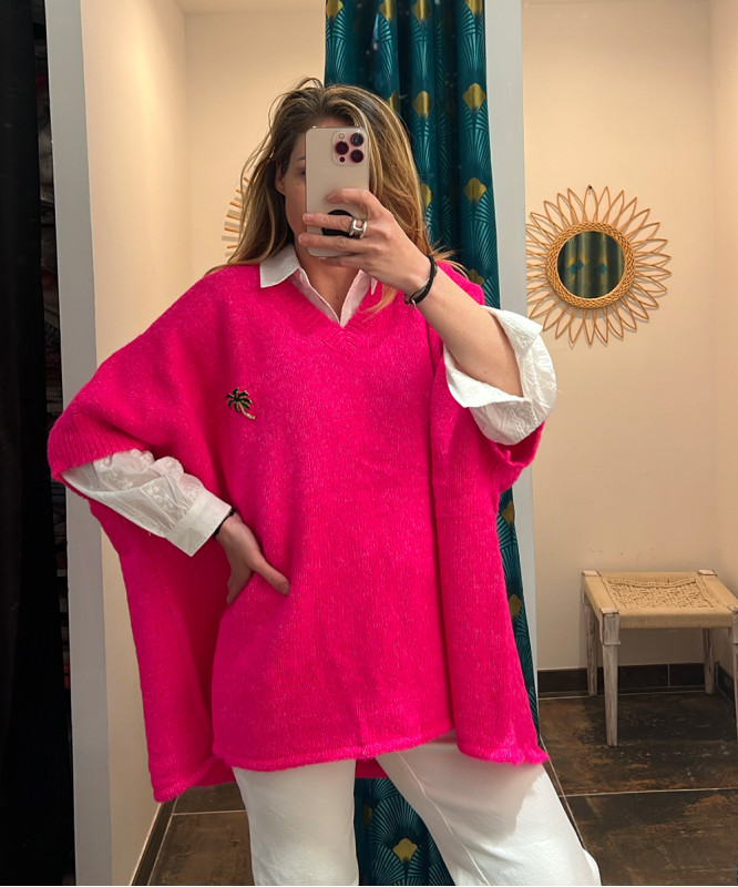 Pull manches courtes larges style poncho