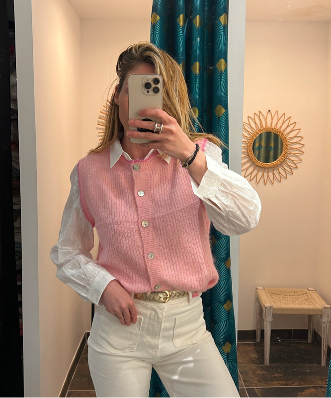 Gilet sans manches rose
