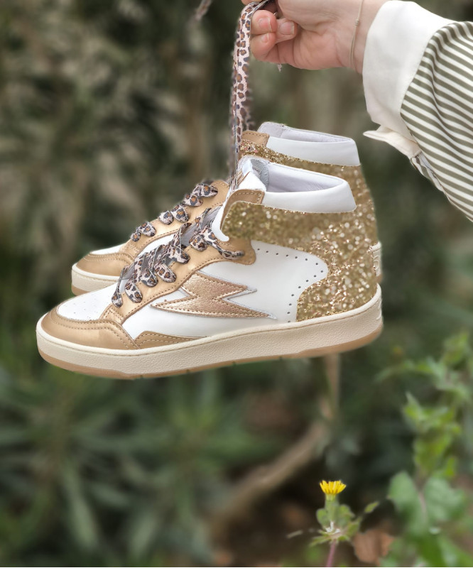 Semerdjian - baskets montantes glitter doré