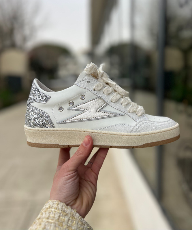 Semerdjian - baskets blanches et glitter argent