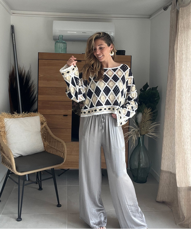 Pantalon fluide argenté