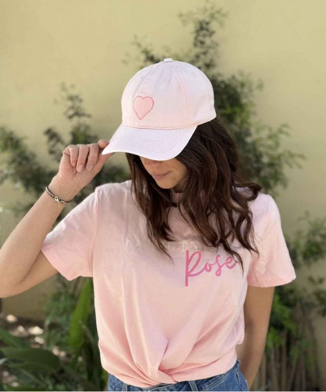 Casquette coton rose coeur rose