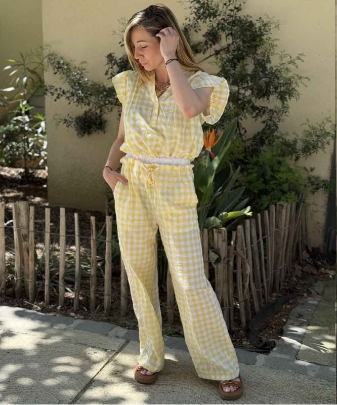 Pantalon jaune vichy