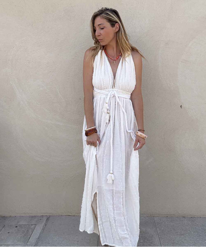 Robe blanche coton style bohème